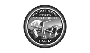 A black and white picture of the washington state task force 1 logo.