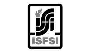 A black and white image of the isfs logo.