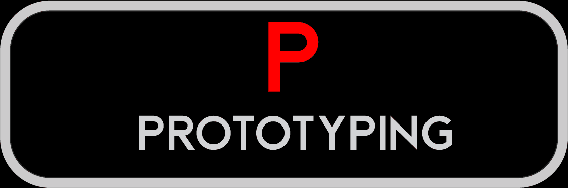 A black and white picture with the word prototype written in red.