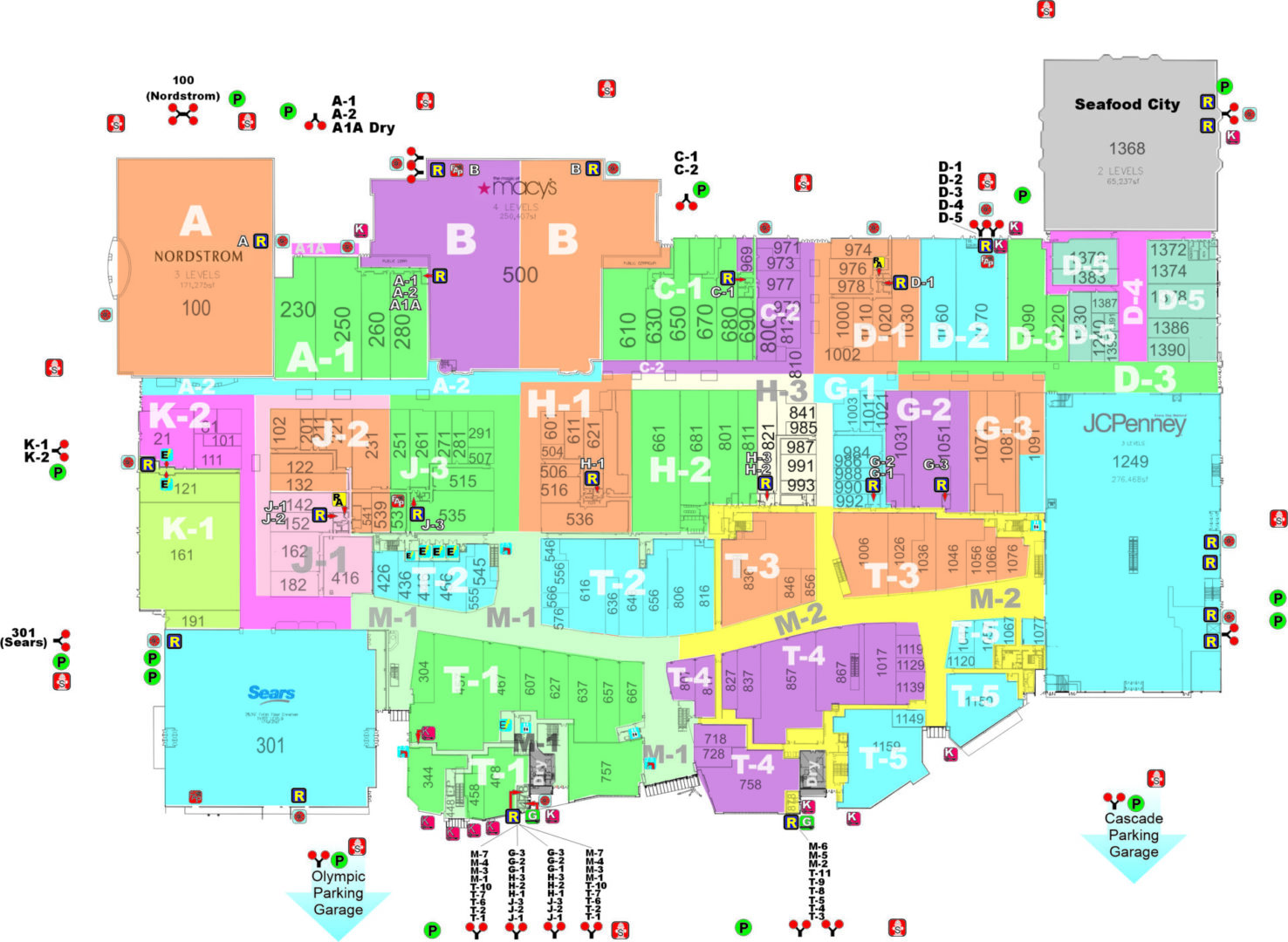 A map of the city with many buildings and lots of numbers.