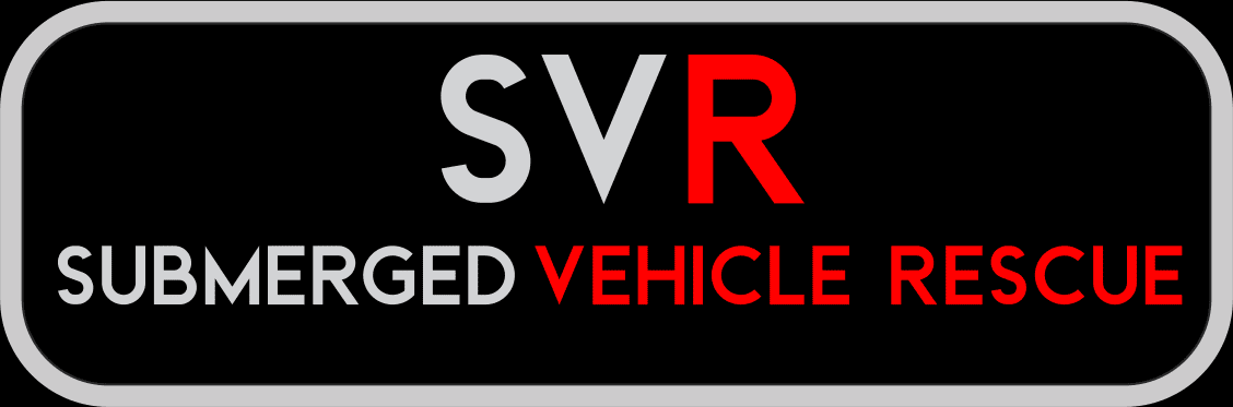 A black and white sticker with red letters