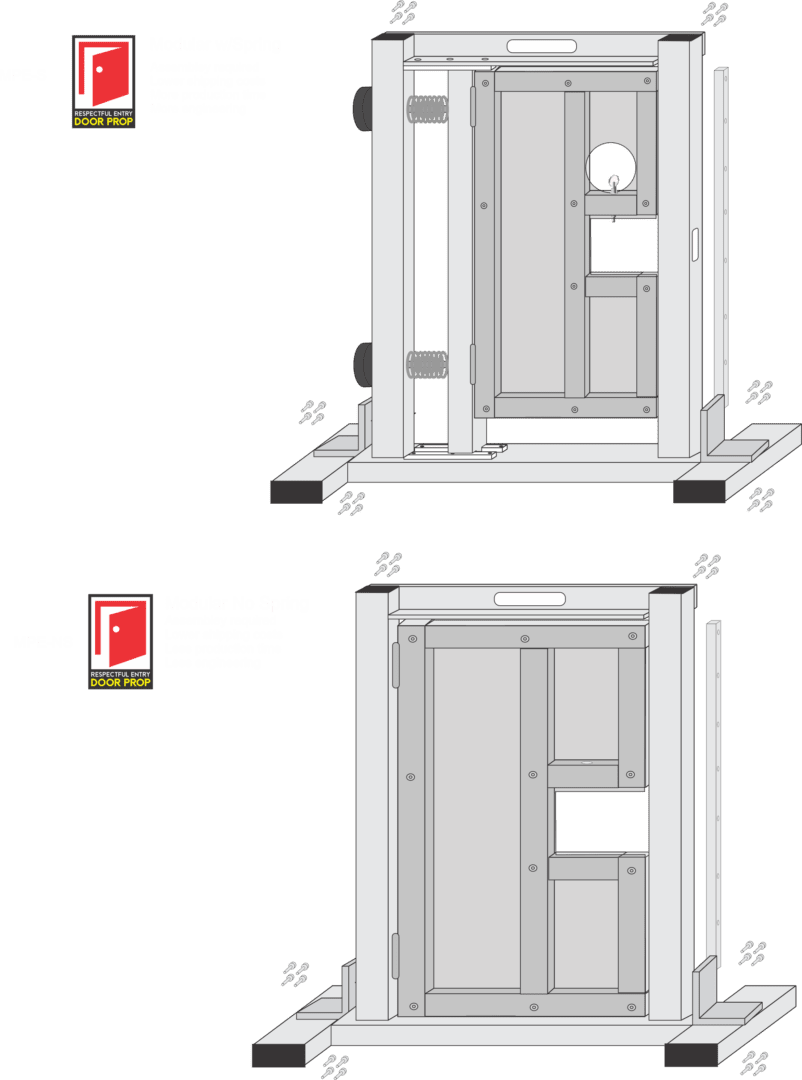 A picture of the front and back of an elevator.