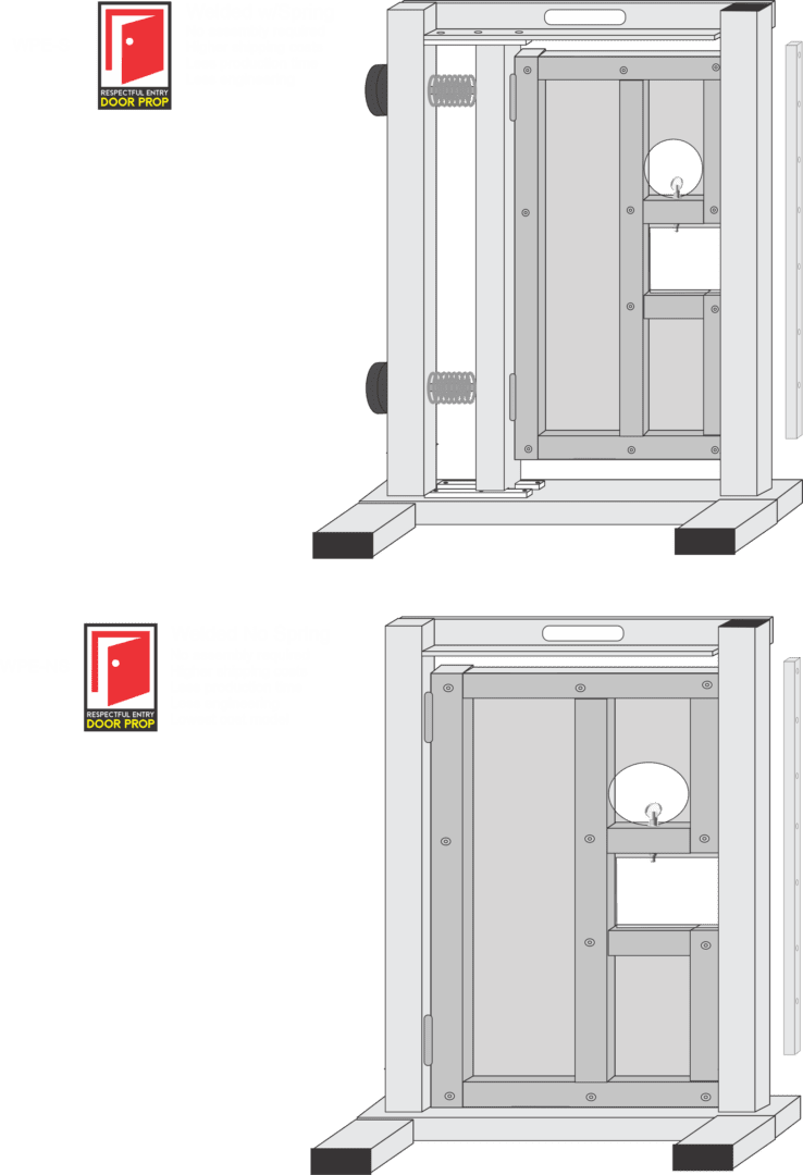 A green wall with two different doors and one door open.